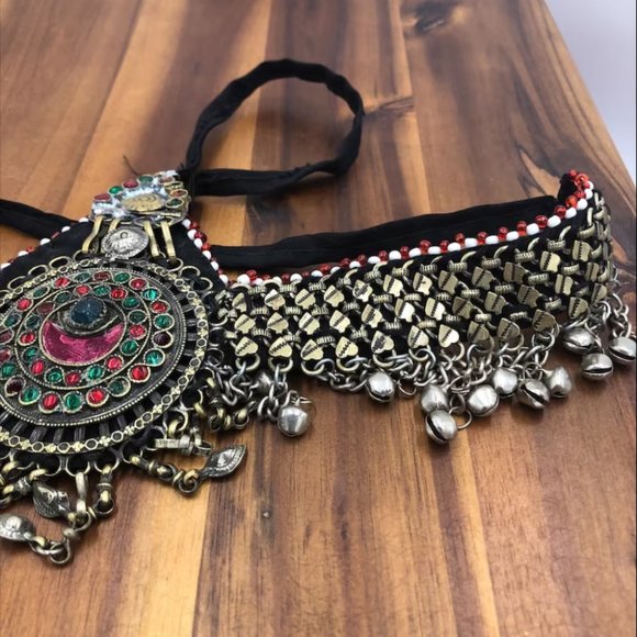 Vintage Headpiece Afghan headpiece, Hair Jewelry, Headpiece Jewelry, Tribal - Picture 3 of 7